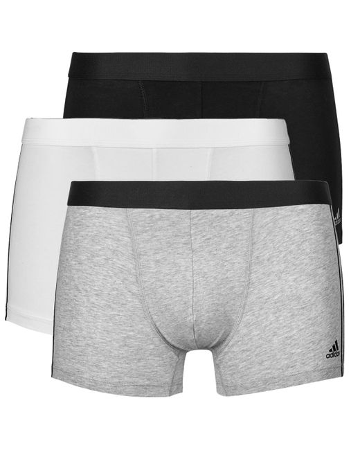 Adidas Gray Boxer Shorts Active Flex Cotton 3 Stripes for men