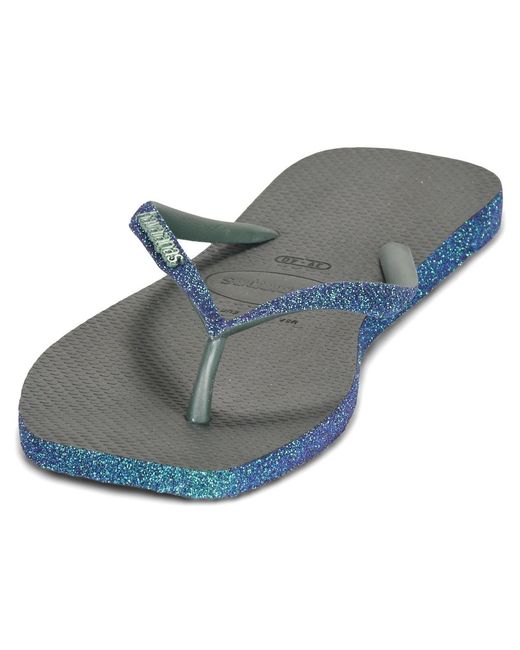 Havaianas Blue Flip Flops / Sandals (shoes) Square Sparkle
