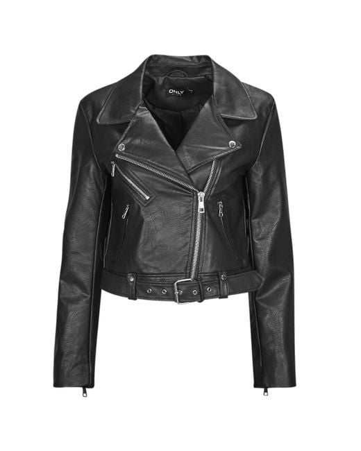 ONLY Black Leather Jacket Onlnewvera Faux Leather Biker Cc Otw