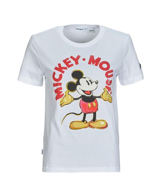 Desigual White T Shirt Mickey Mouse