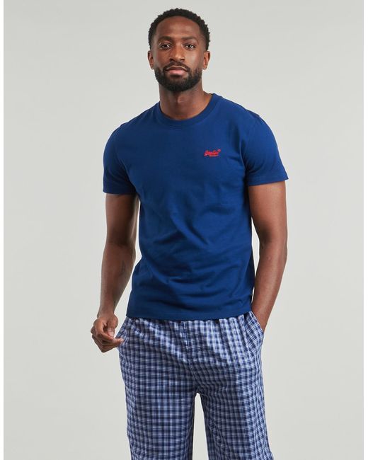 Superdry Blue T Shirt Essential Logo Emb Tee for men