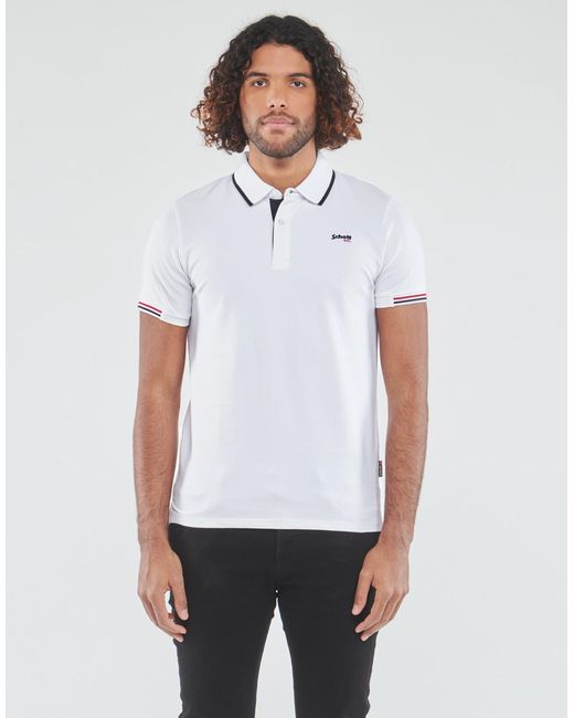 Schott Nyc White Polo Shirt Ps Devon for men