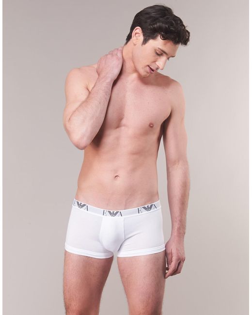 Emporio Armani White Cotton Trunk for men