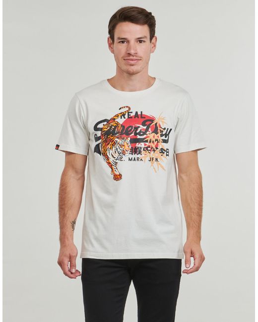 Superdry White T Shirt Vintage Logo Tokyo for men