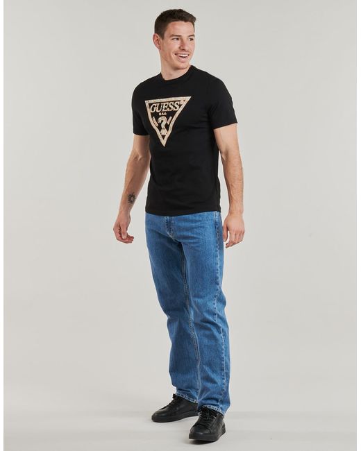 Guess Black T Shirt Cn Triangle Tee for men