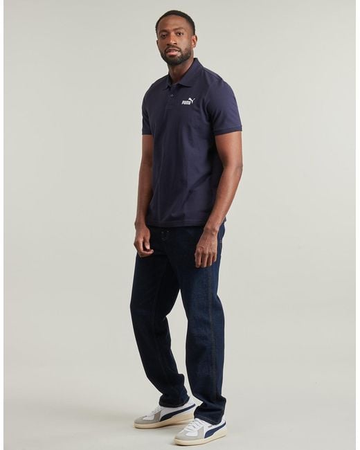 PUMA Blue Polo Shirt Ess No. 1 Logo Pique Polo for men