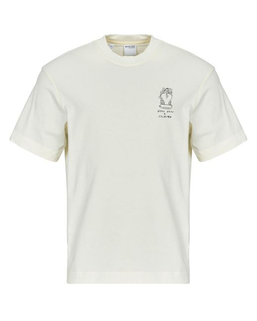 SELECTED White T Shirt Slhrelaxnic for men