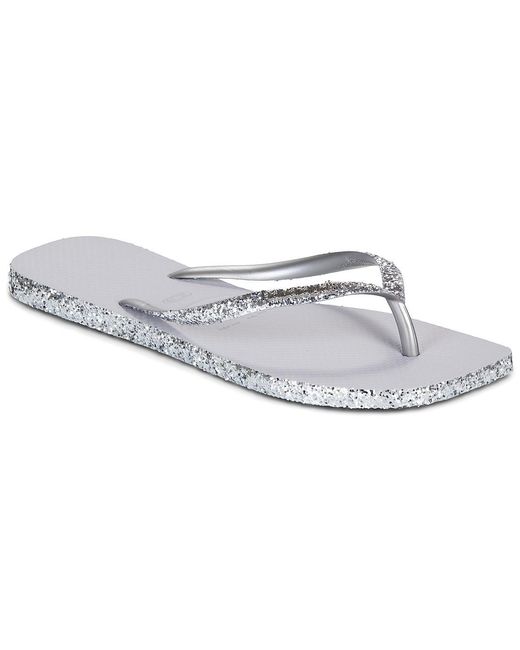 Havaianas White Flip Flops / Sandals (shoes) Square Sparkle