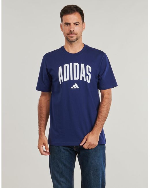 Adidas Blue T Shirt Collegiate Lineage Graphic T-shirt for men