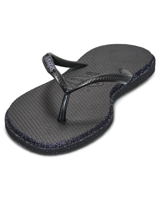 Havaianas Black Flip Flops / Sandals (shoes) Slim Point Glitter