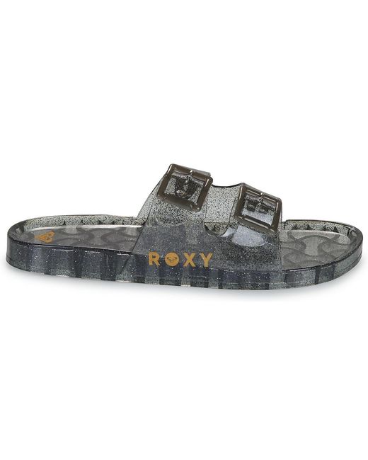 Roxy Black Flat Sandals Kattie Glitter
