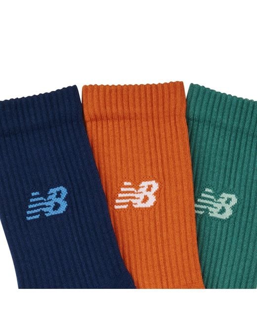 New Balance Blue Sports Socks Active Cushion Crew Socks 3 Packes