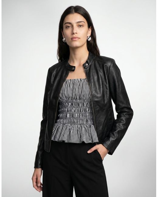 Jdy Black Leather Jacket Emily