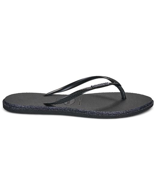 Havaianas Black Flip Flops / Sandals (shoes) Slim Point Glitter