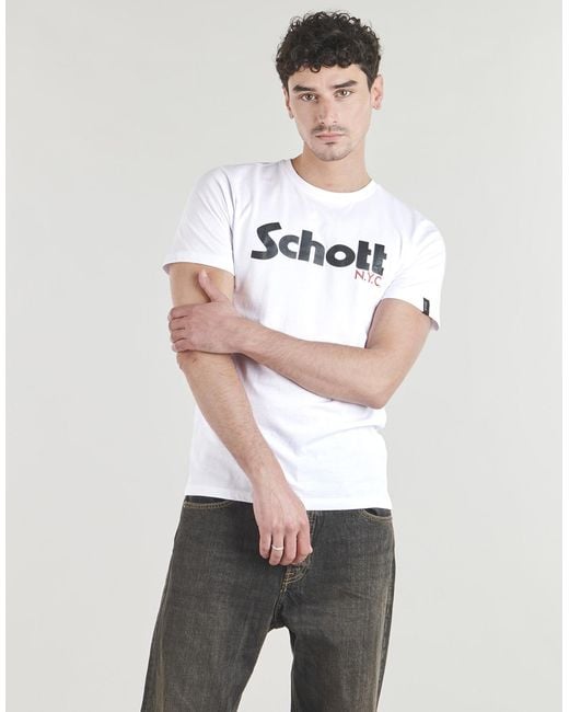 Schott Nyc Black T Shirt Ts Pk Logo for men