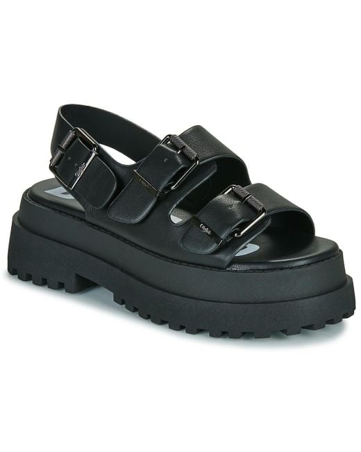 Buffalo Black Sandals Pluto Ari