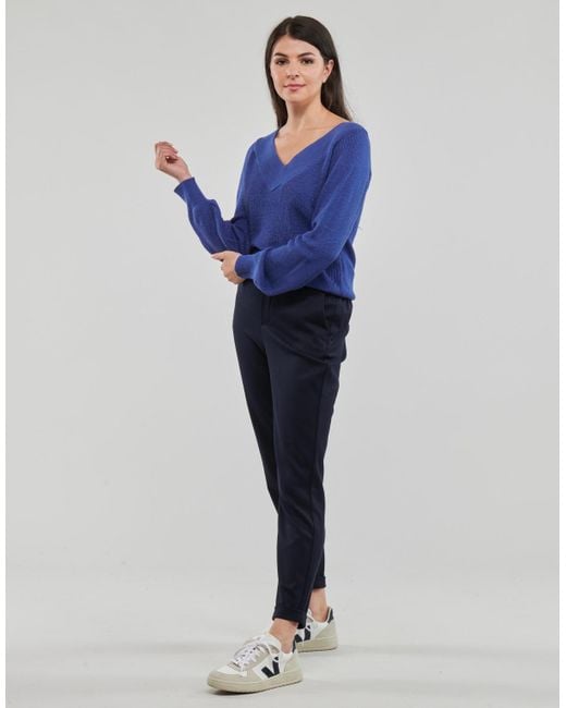 Vero Moda Blue Straight Trousers Vmmaya Mw Loose Solid Pant Noos