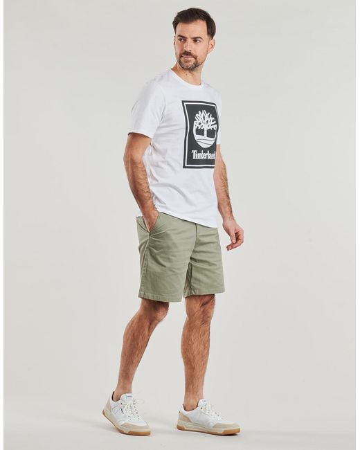 Timberland Gray T Shirt Stack Logo Short Sleeve Tee for men
