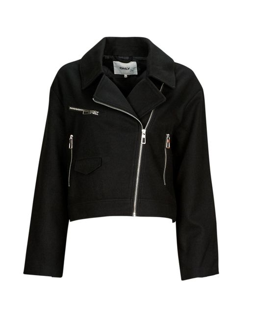ONLY Black Leather Jacket Onlnancy Biker Jacket Otw