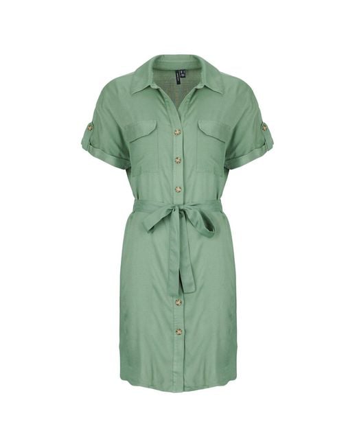 Vero Moda Green Dress Vmbumpy Ss Short