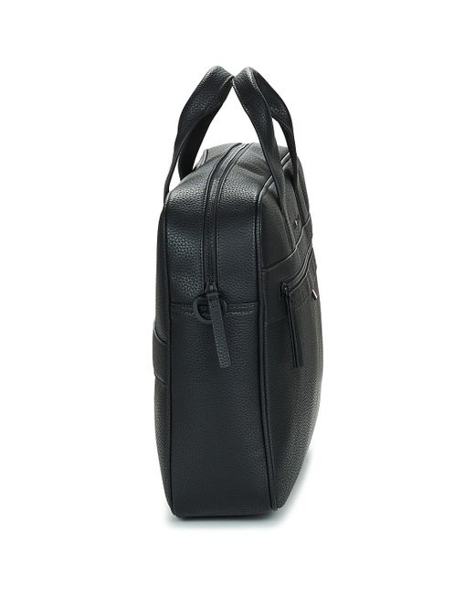 Tommy Hilfiger Black Briefcase Essential Pu Computer Bag for men