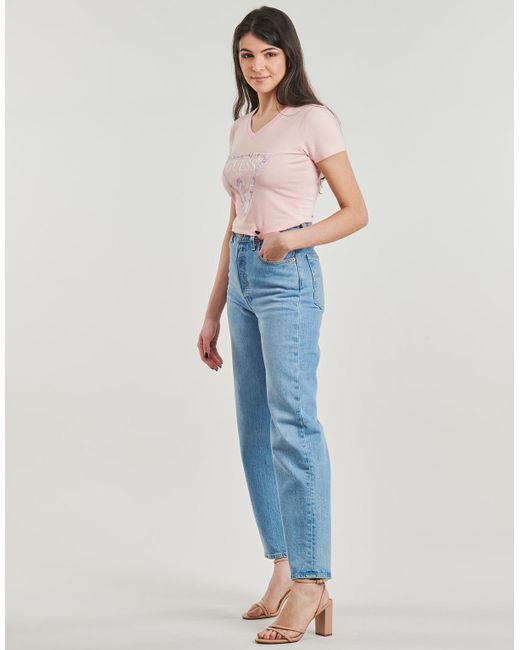Guess Pink T Shirt Vn Python Triangle