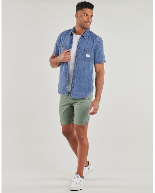 Guess Blue Short Sleeved Shirt Regular Ss Denim Shirt for men
