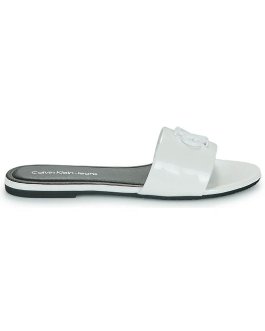 Calvin Klein White Mules / Casual Shoes Flat Sandal Slide Mg Met