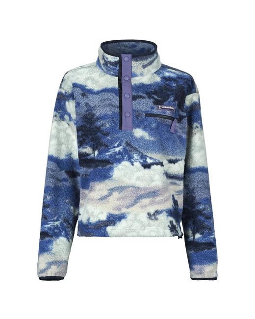Columbia Blue Fleece Jacket Helvetia Ii Printed Cropped Half Snap Fleece