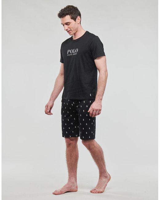 Polo Ralph Lauren Black T Shirt Sleepwear-s/s Crew-sleep-top for men