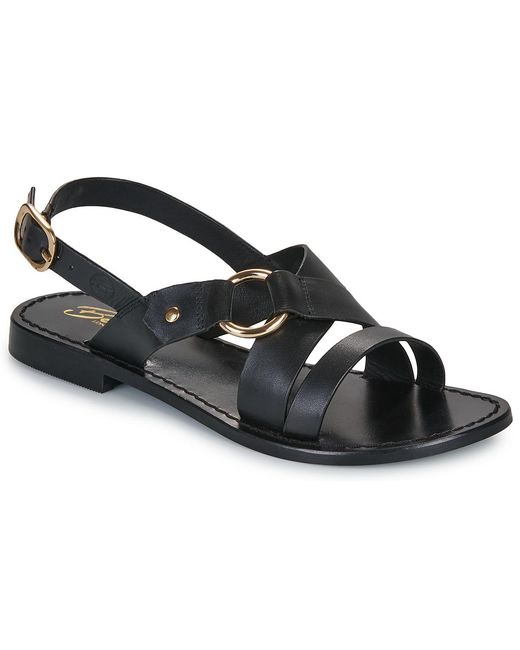 Betty London Black Flat Sandals Fiona