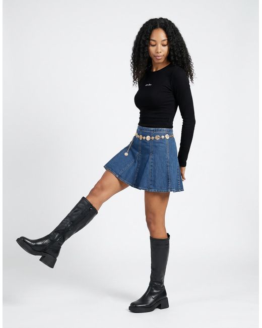 Guess Black Long Sleeve T-shirt Star Embro Ls Cn Rib Top