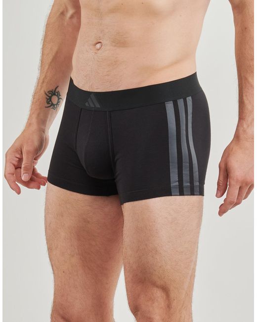 Adidas Black Boxer Shorts Active Flex Cotton 3 Stripes Pack De 2 for men