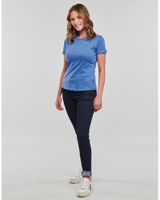 Tommy Hilfiger Blue T Shirt 1985 Slim Slub C-nk Ss