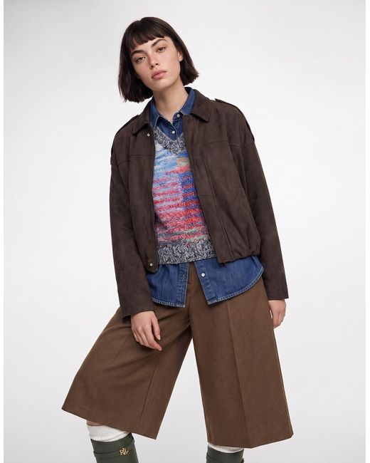 ONLY Brown Jacket Onlmoon-stina Faux Suede Bomber