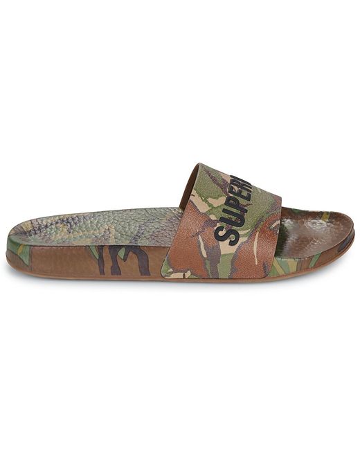 Superdry Brown Tap-dancing Camo Print Pool Slide for men