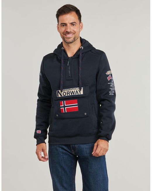 GEOGRAPHICAL NORWAY Blue Hoodies Gymclass for men