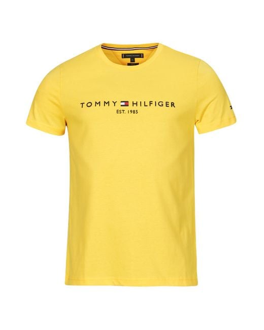 Tommy Hilfiger Yellow T Shirt Tommy Logo Tee for men