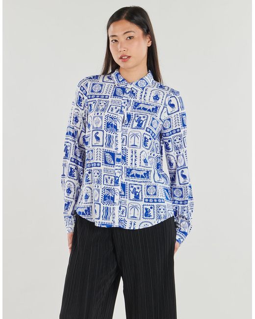 Pieces Blue Shirt Pcsaylor Ls Shirt Wvn