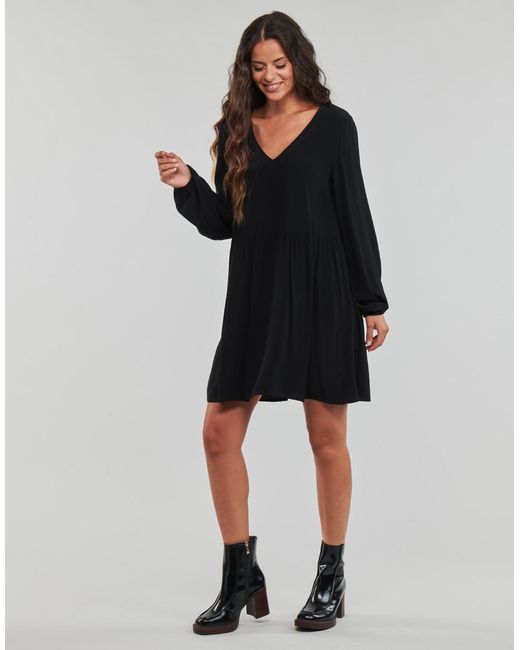 Vila Black Dress Vifini L/s Short Dress