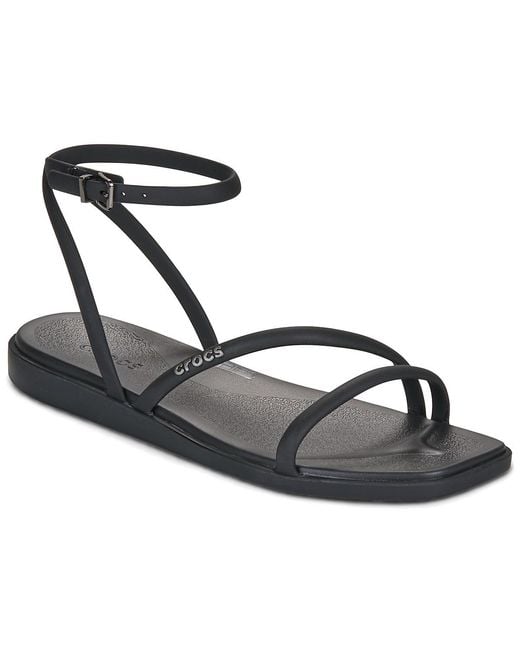 CROCSTM Black Flat Sandals Miami Ankle Strap Sandal