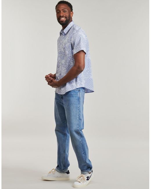 Guess Blue Short Sleeved Shirt Ss Reg Pkt Collar Shirt for men