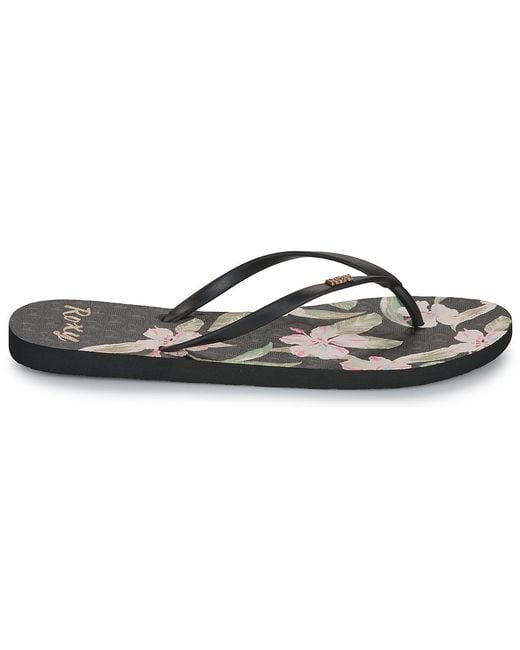 Roxy Black Flip Flops / Sandals (shoes) New Viva Printed