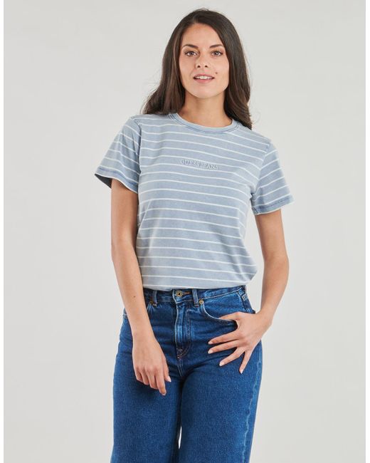 Guess Blue T Shirt Ss Cn Reg Yd Striped Tee