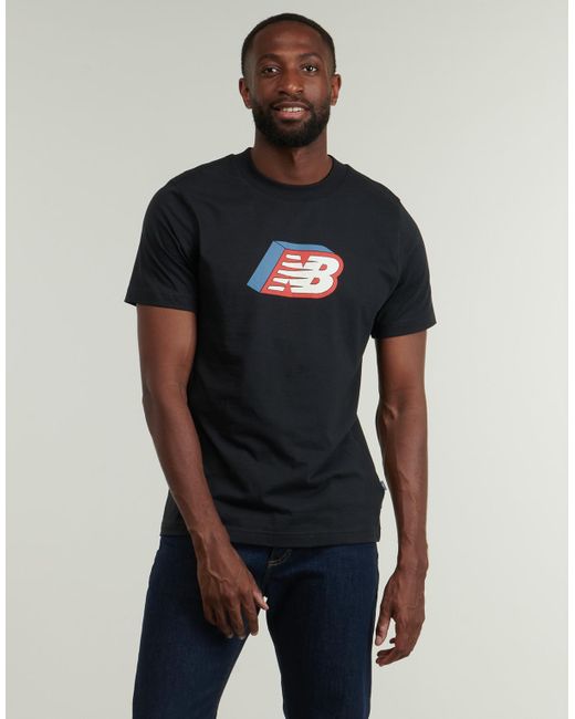 New Balance Blue T Shirt Cubed Logo T-shirt for men