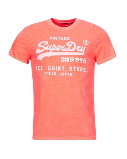 Superdry Pink T Shirt Logo Neon for men