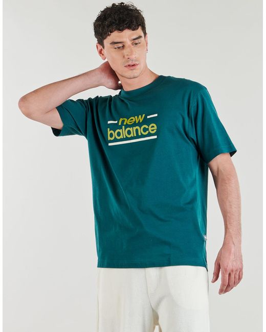 New Balance Blue T Shirt Linear Lines T-shirt for men