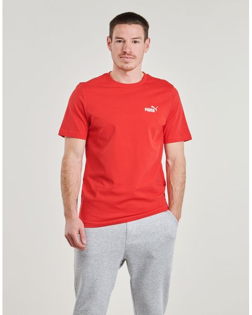 PUMA Red T Shirt Ess Small Logo Tee for men
