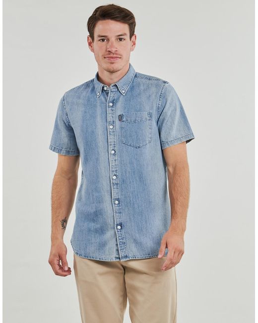 Superdry Blue Short Sleeved Shirt Denim for men