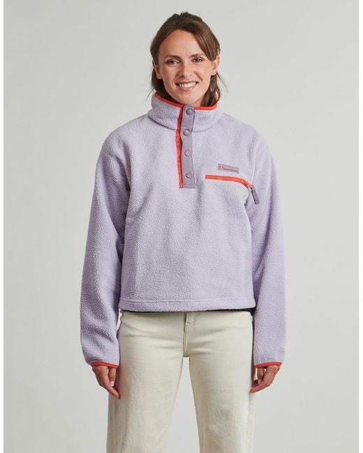 Columbia Purple Fleece Jacket Helvetia Ii Cropped Half Snap Fleece